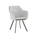 Velúrszövet karfás étkezőfotel, steppelt, halványszürke - FILET
