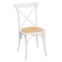 Vintage stílusú étkezőszék, rattan ülőrésszel, fehér - BISTRO