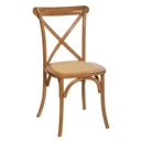 Vintage stílusú étkezőszék, rattan ülőrésszel, natúr fa - BISTRO