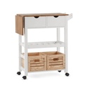 Zsúrkocsi, bortartóval és fiókokkal, fehér - PRATIQUE