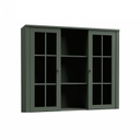 Vitrines felsőszekrény komódhoz, 2 polccal, sötétzöld - PROVENCE CHIC