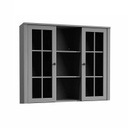 Vitrines felsőszekrény komódhoz, 2 polccal, szürke - PROVENCE CHARME