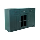 Vitrines háromajtós komód, 3 fiókkal, sötétzöld - PROVENCE CHIC