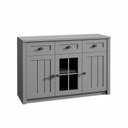 Vitrines háromajtós komód, 3 fiókkal, szürke - PROVENCE CHARME