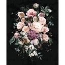 Virágcsokrot ábrázoló tapéta, 200x250 cm, fekete-rózsaszín - BOUQUET DE ROSES