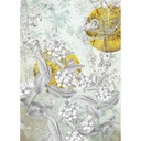 Virágokat és indákat ábrázoló tapéta, 200x280 cm, menta-aranysárga - CLAIRIERE