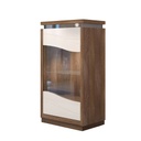 Vitrines szekrény 3 polccal, LED világítással, bézs - diófa - SALENTO