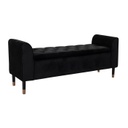 2 üléses bársony pad, karfával és tárolórésszel, fekete - CANNES