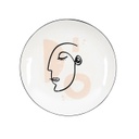 Absztrakt mintás tányér, arc profilból, bézs - PARTY