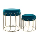 Art déco stílusú bársony ülőke szett, 2 db, pávakék - RIVOLI