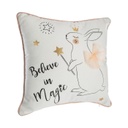 Balerina nyuszi mintás díszpárna, arany mintával, 39x39 cm, fehér - BALLERINE