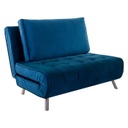 Ágyazható bársony szövet fotel, párnával, királykék - COPAINS
