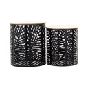 Asztalka szett, 2 db, levél mintás, fekete - AMAZONE