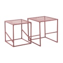 Asztalka szett, fém vázzal, vonal mintával, réz - CUBISME