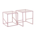 Asztalka szett, fém vázzal, vonal mintával, rózsaszín - CUBISME