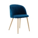 Bársony hatású karfás szövet étkezőszék, királykék - SKAGEN