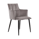 Bársony karfás étkezőszék, steppelt, világosszürke - PALACE