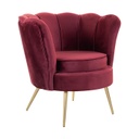 Bársony szövet fotel kerek ülőrésszel, burgundi - LADY