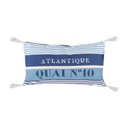 Csíkos díszpárna, rojtokkal, 30x50 cm, világoskék - ATLANTIQUE