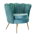 Bársony szövet fotel kerek ülőrésszel, menta - LADY