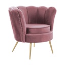 Bársony szövet fotel kerek ülőrésszel, púderrózsaszín - LADY