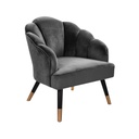 Bársony szövet fotel, sötétszürke - PAPILLON