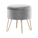 Bársony ülőke, fém lábakkal, szürke - BIJOU