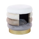 Csíkos bársonyszövet puff, kisállat házzal, bézs - TRIOPETS