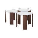 Egymásba rakható asztalka szett, 3 db, fehér-diófa - ECLAIR