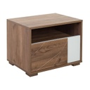 Éjjeliszekrény, fiókkal és polccal, fehér-dohánytölgy - PABLO