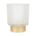 Fátyolüveg mécsestartó, arany talppal, fehér - ROSEE