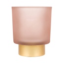 Fátyolüveg mécsestartó, arany talppal, púderrózsaszín - ROSEE