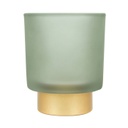Fátyolüveg mécsestartó, arany talppal, zöld - ROSEE