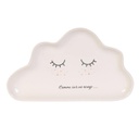 Felhő alakú tányér, fehér szemekkel, fehér - CUMULUS