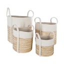 Fonott kosár szett, 4 db, natúr-törtfehér - PANIERS