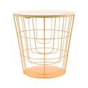 Fém kerek tárolós asztalka, mustársárga - DIJON