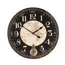 Falióra, térkép mintával és ingával, 45 cm, sötétbarna - LE MONDE