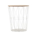 Fém kosaras kisasztal, fehér vázzal - GRILLE