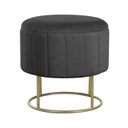 Kerek bársony hatású ülőke, tárolóhellyel, szürke - VENDOME