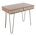 Íróasztal párduc mintával, hajlított lábakkal, 75x51 cm, diófa - COQUILLETTES