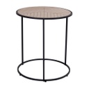 Kerek halszálka mintás asztal, 40 cm, natúr fa - WOODY