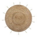 Kerek arany mintás juta szőnyeg, rojtokkal, 80 cm, natúr - HONOLULU