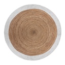 Kerek juta szőnyeg, fehér szegéllyel, 120 cm, natúr - TIHANI