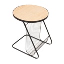 Kerek lerakóasztal, újságtáriolóval, fekete-natúr fa - LECTEUR