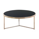 Kerek üveg dohányzóasztal, fekete-rosegold - VESUVIO