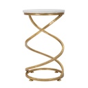 Kerek márvány lapos asztalka, spirál lábbal, 27,5 cm, arany - MOANA