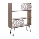 Könyvespolc trópusi mintával, hajlított lábakkal, diófa - RIO