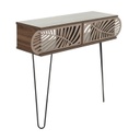 Konzolasztal trópusi mintával, hajlított lábakkal, diófa - RIO