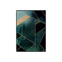 Keretezett falikép, aranyozott geometrikus, 50x70 cm, türkiz - LOSANGES