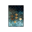 Keretezett falikép, aranyozott pikkely mintával, 50x70 cm, türkiz - CALEIDOSCOPE